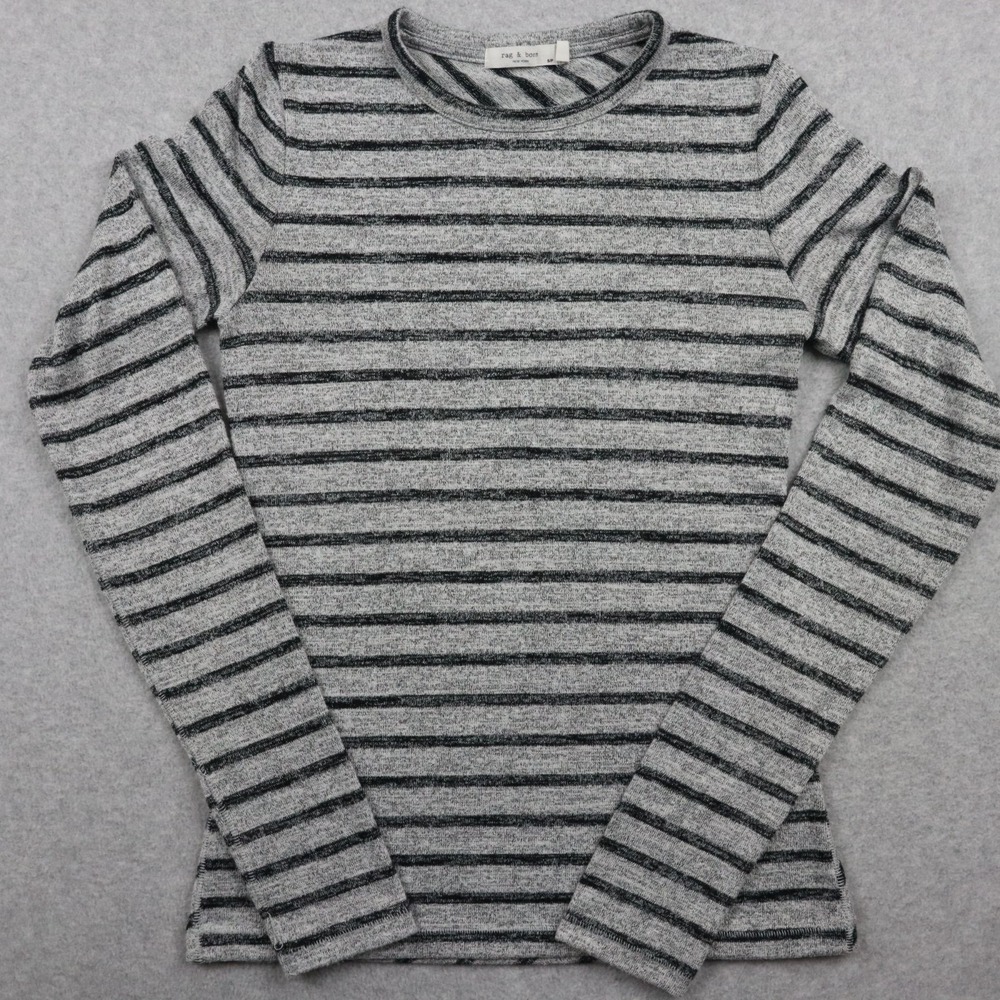 Rag & Bone Sweater Womens Small Lightweight Pullover Gray Striped Long Sleeve